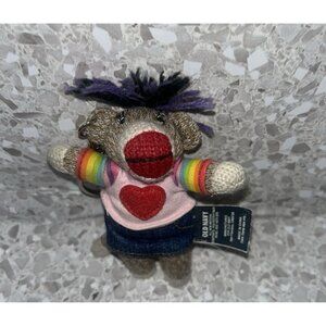 Sock Monkey Ornament Keychain Old Navy 5" Rainbow Heart Sweater Denim Purple Hai